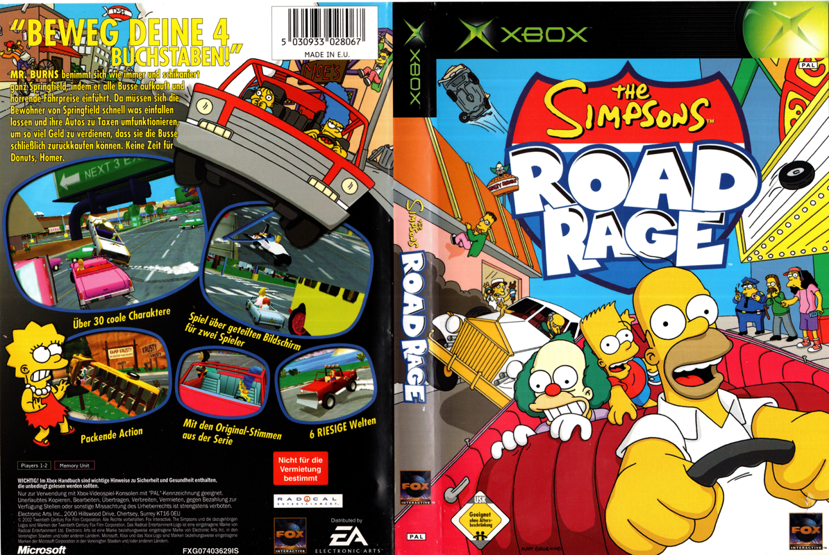 The Simpsons: Road Rage box art for Xbox
